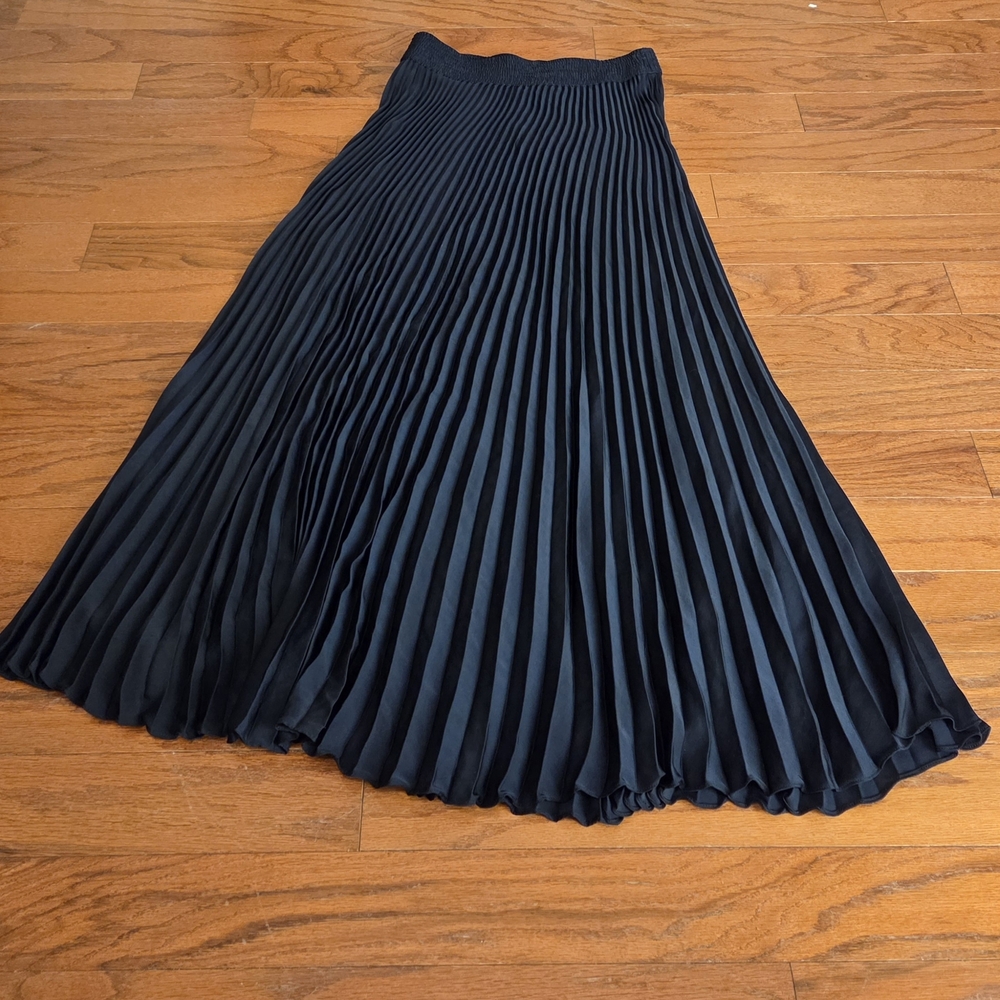 Rebecca Taylor Navy Pleated A-Line Skirt